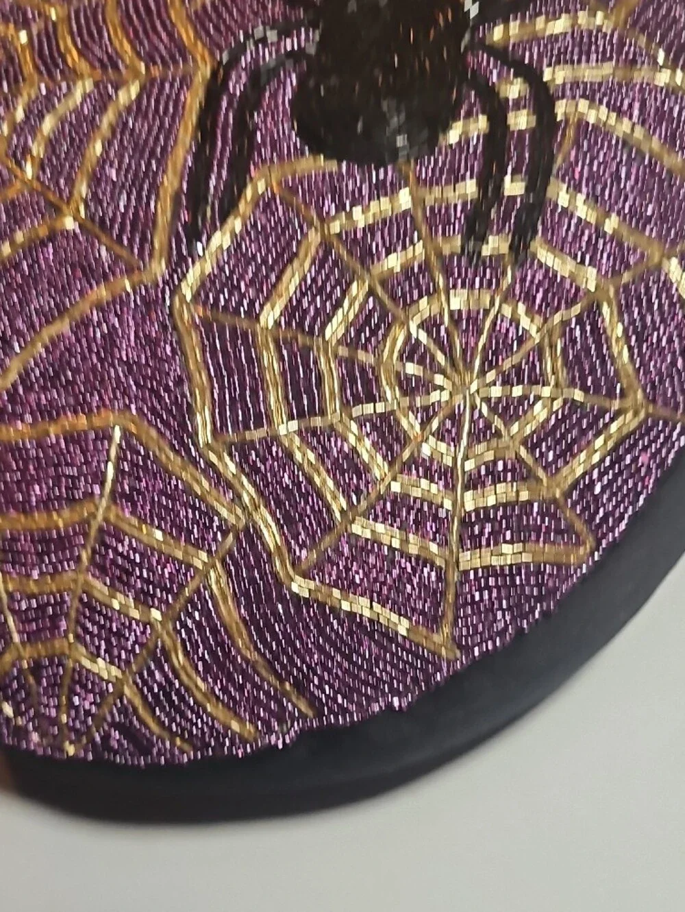 Beaded Spider Web Throw Pillow - Purple & Gold
